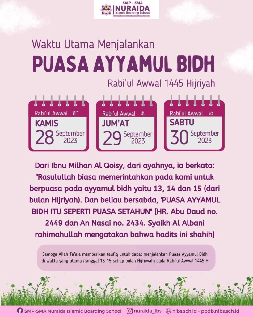 Puasa Ayy Mul B Dh Di Bulan Rabiul Awwal H Nuraida Islamic